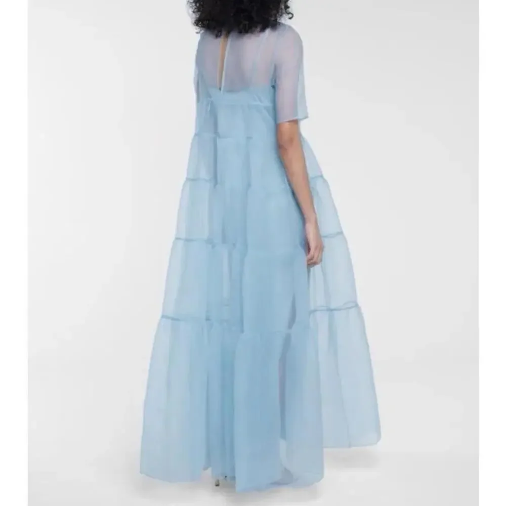 NWT Staud Hyacinth Organza Tiered Dress Maxi French Blue Ilana Calluna Small - Picture 10 of 10